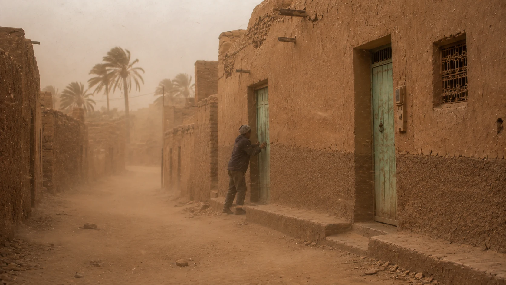 Dust wind in the village