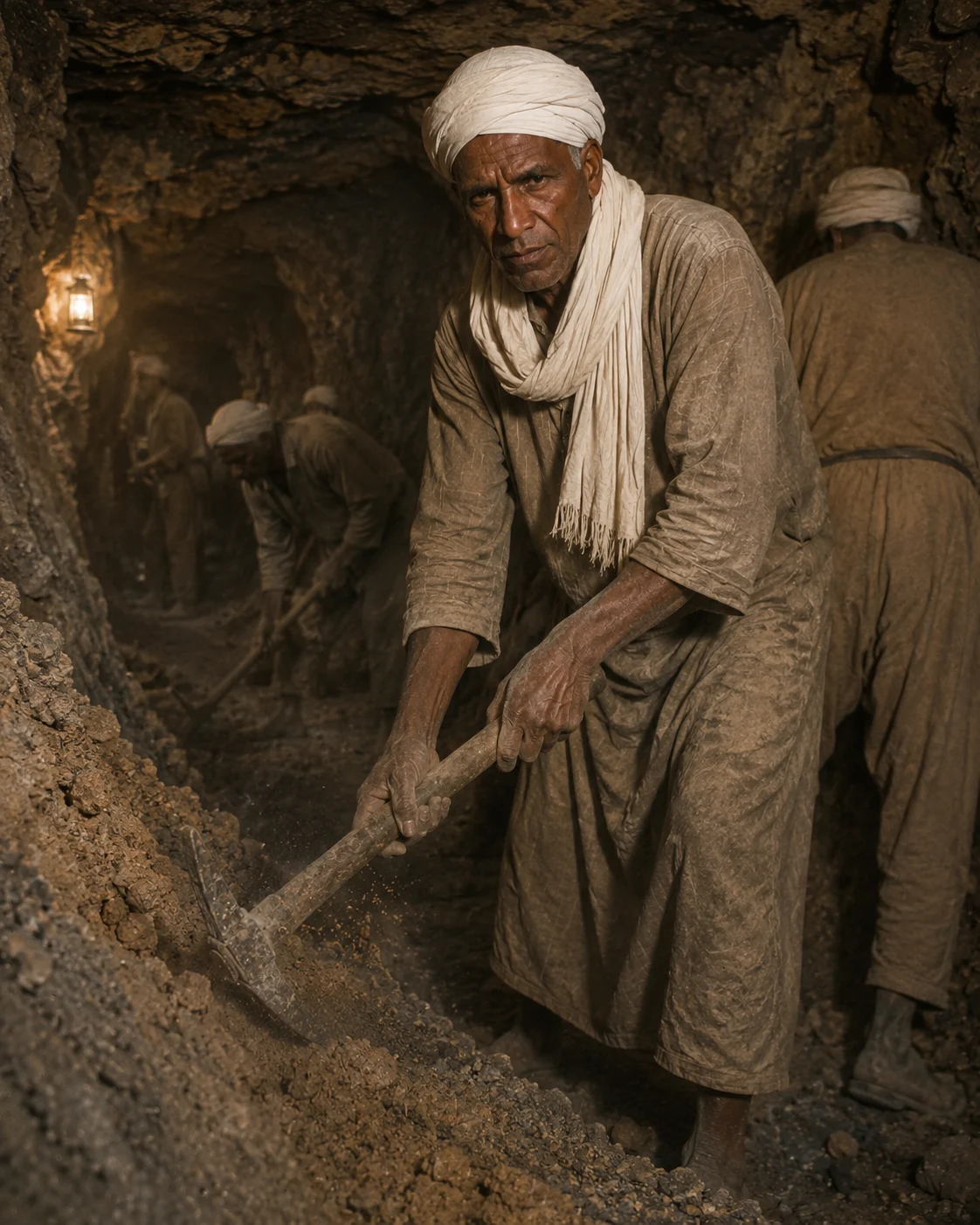 Historical reconstruction of Mohamed ben Touhami working inside the Aouli mines