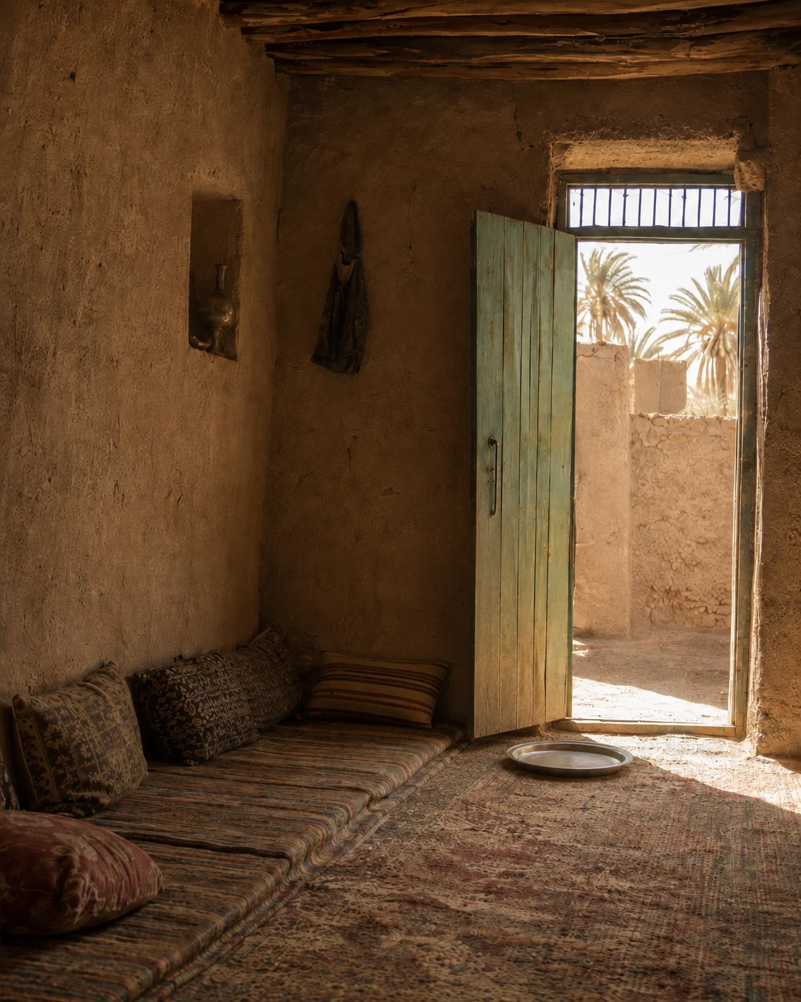 Quiet reconstruction of the empty place just to the right of the small salon door after the grandmother's passing