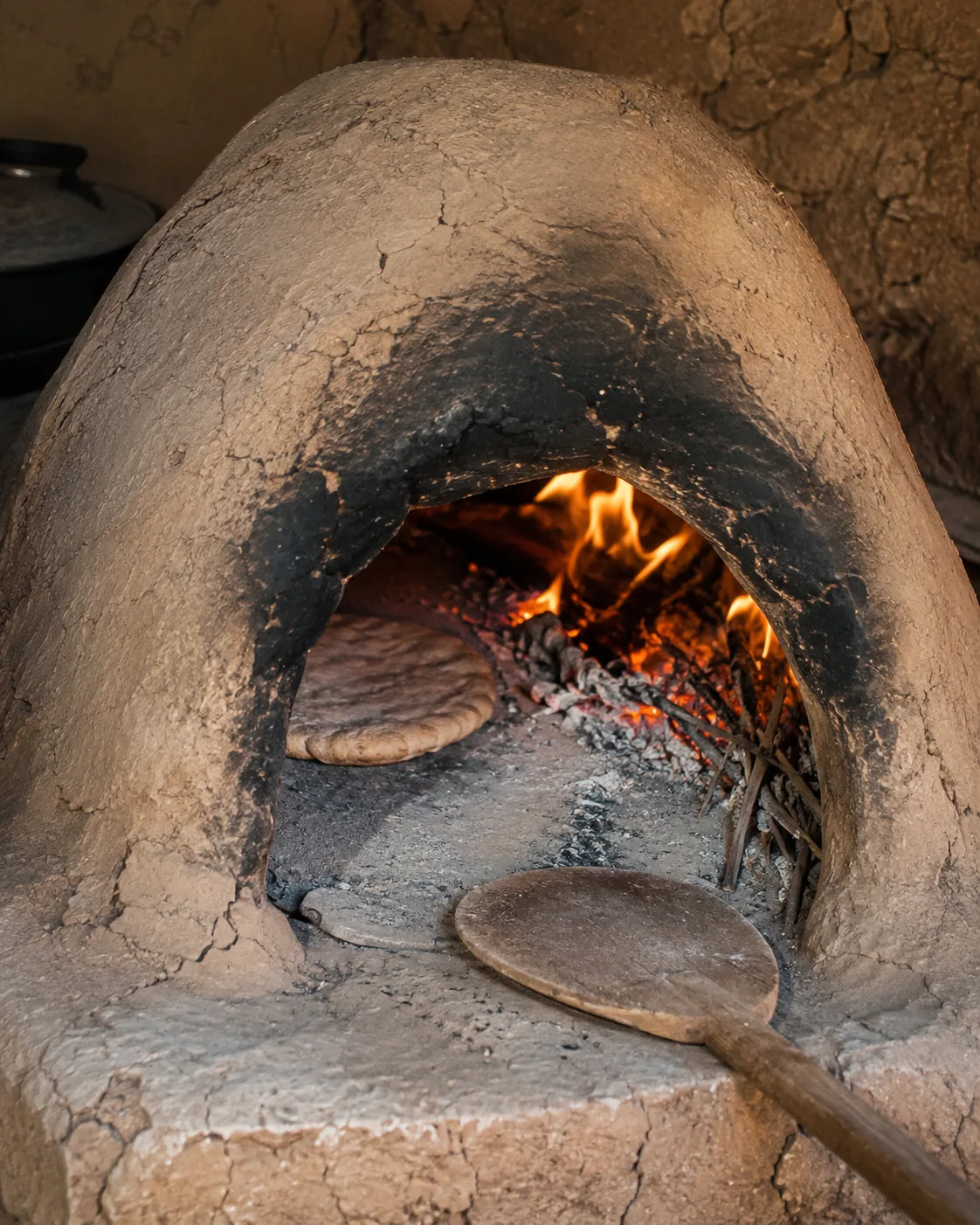 Close detail of a traditional earthen bread oven