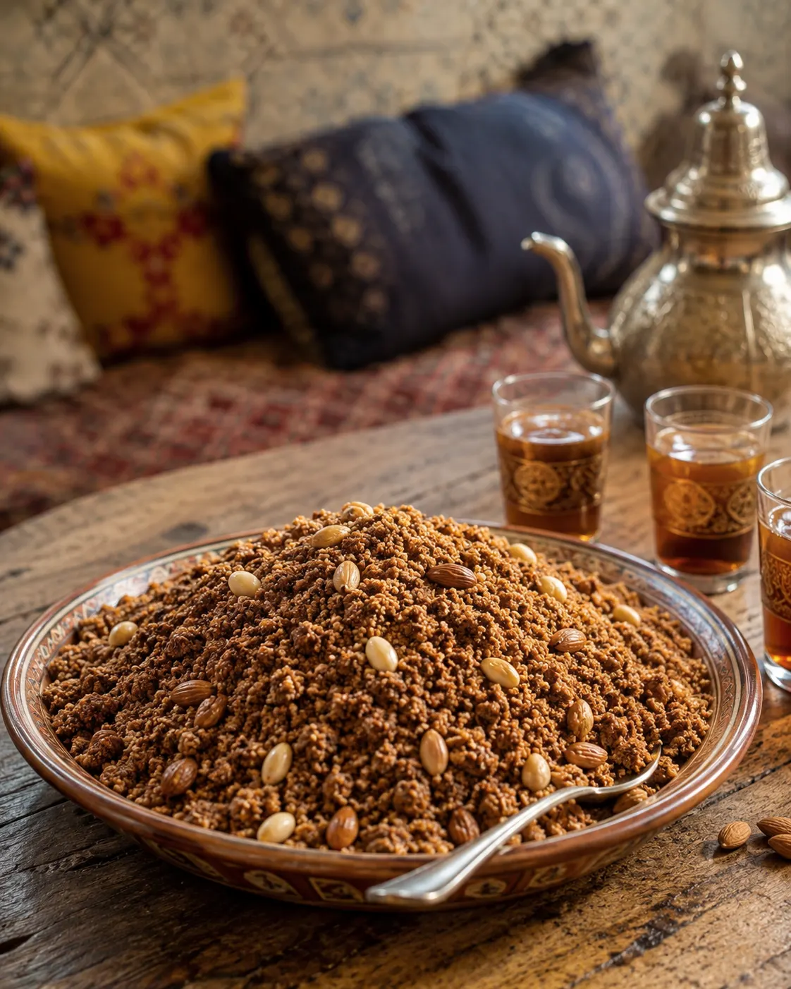 A generous bowl of homemade dry crumbly zamita