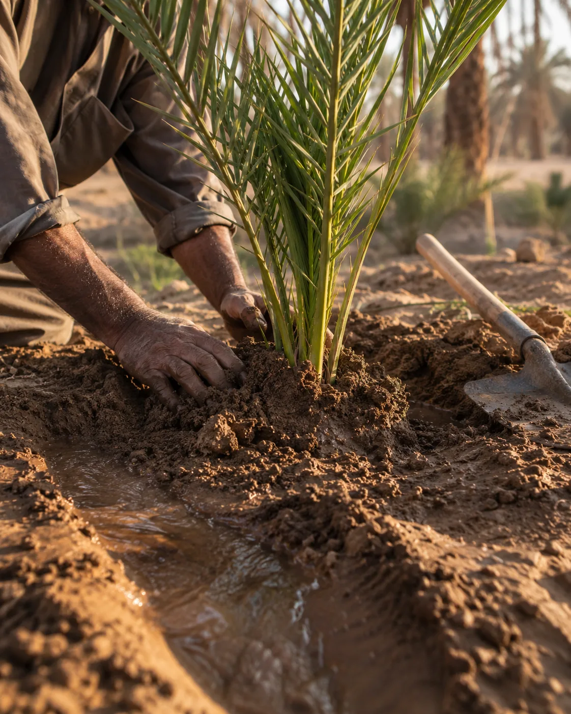 Hands working and cultivating the land in Meski