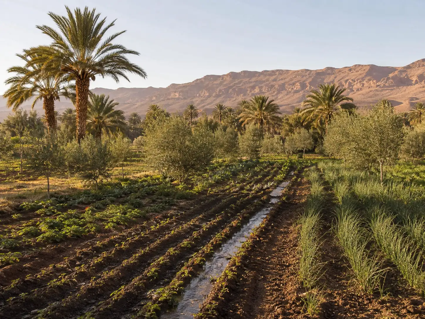 Date palms and cultivated family land in Meski