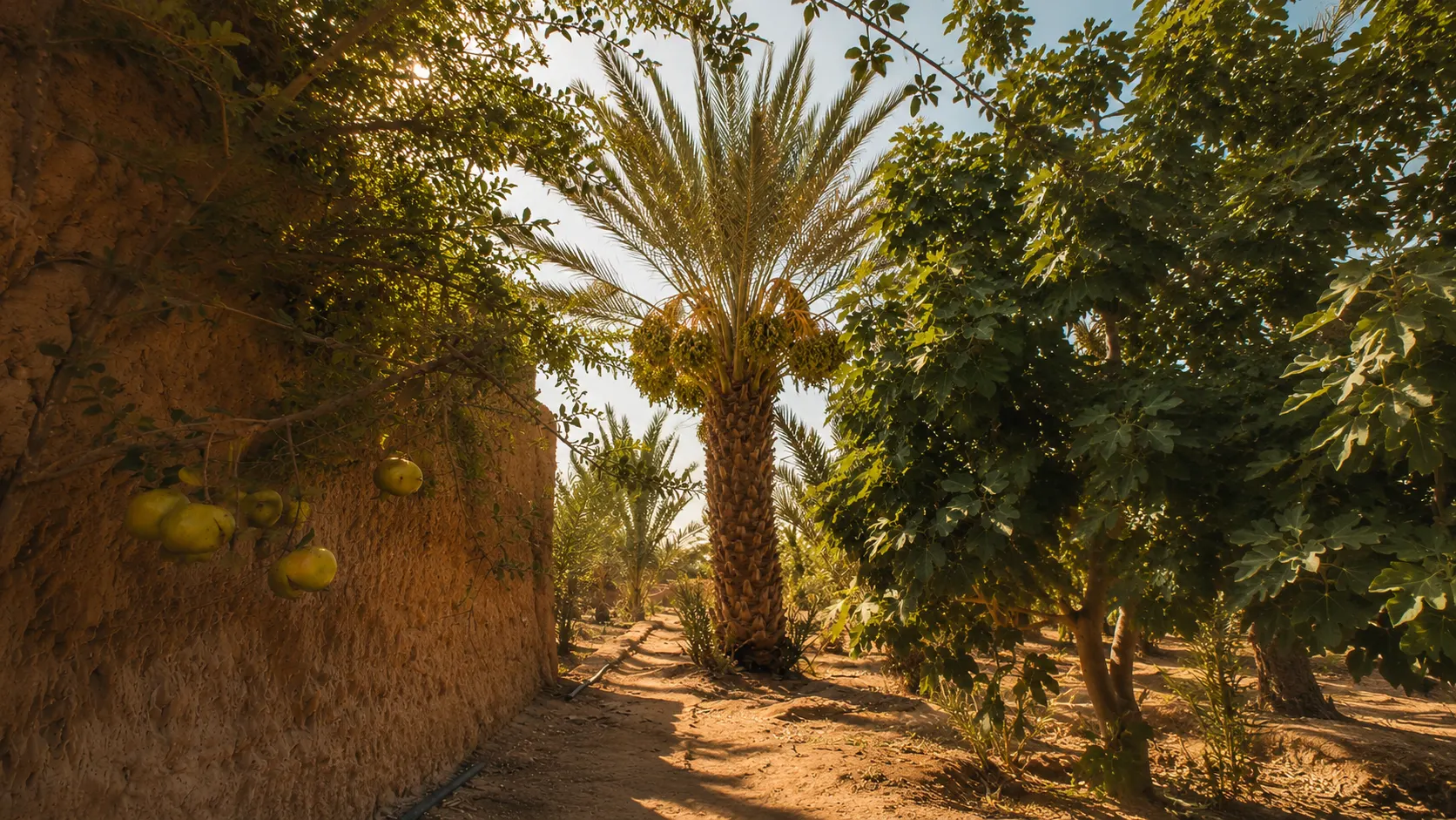 Rows of trees and cultivated land in the family garden at Meski