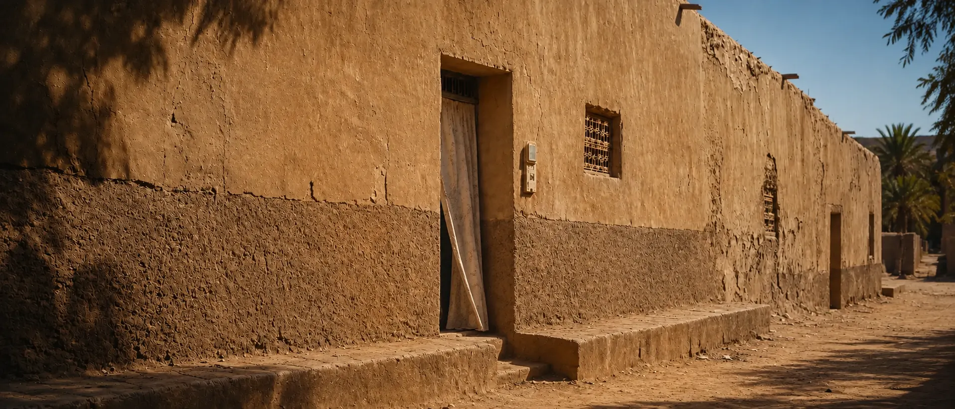 An open traditional doorway in Ksar Meski leading toward a modest family interior