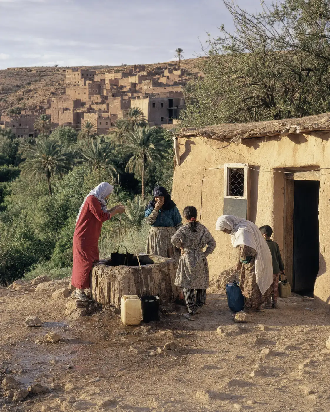 Historical reconstruction of the family well before the house in the new Ksar Meski during the narrator's childhood