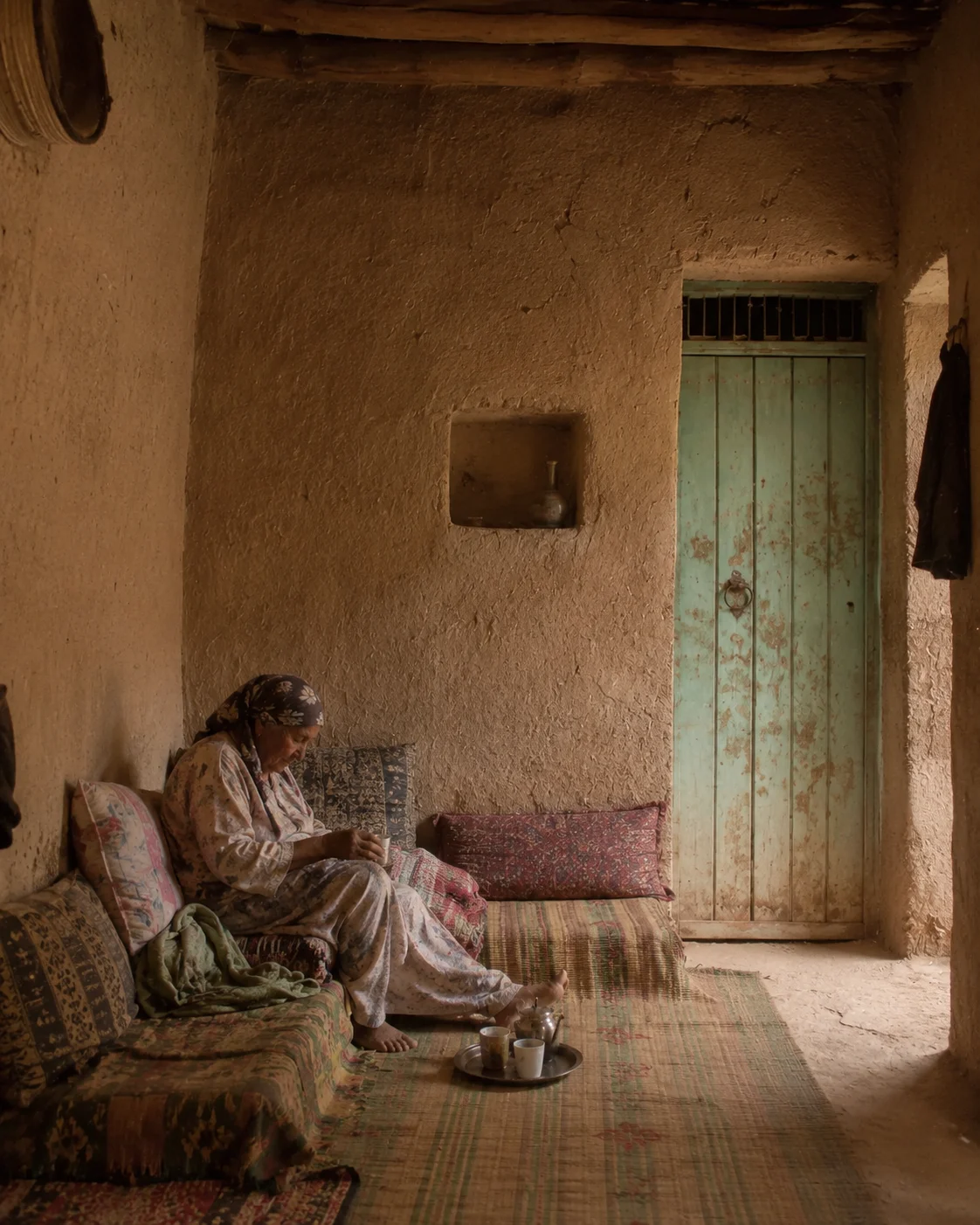 Historical reconstruction of the narrator's grandmother in her familiar place in the small family salon