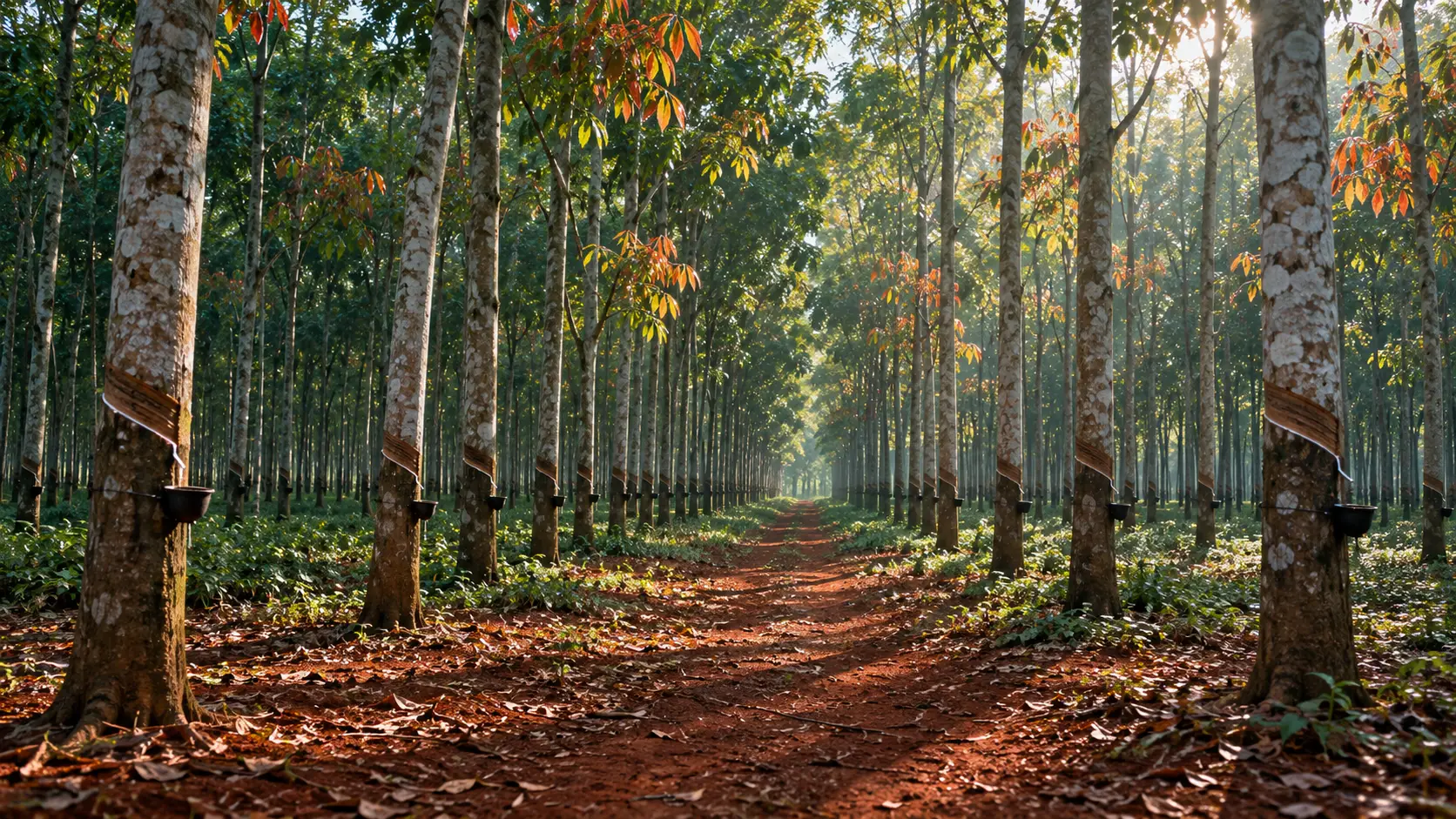 Rubber tree plantation in Bình Phước, Vietnam