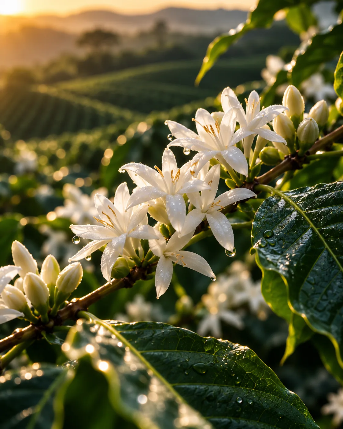 Close-up of white coffee blossom, Espírito Santo