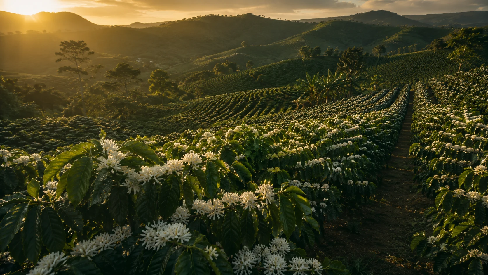 Coffee plantation in blossom, Espírito Santo, Brazil
