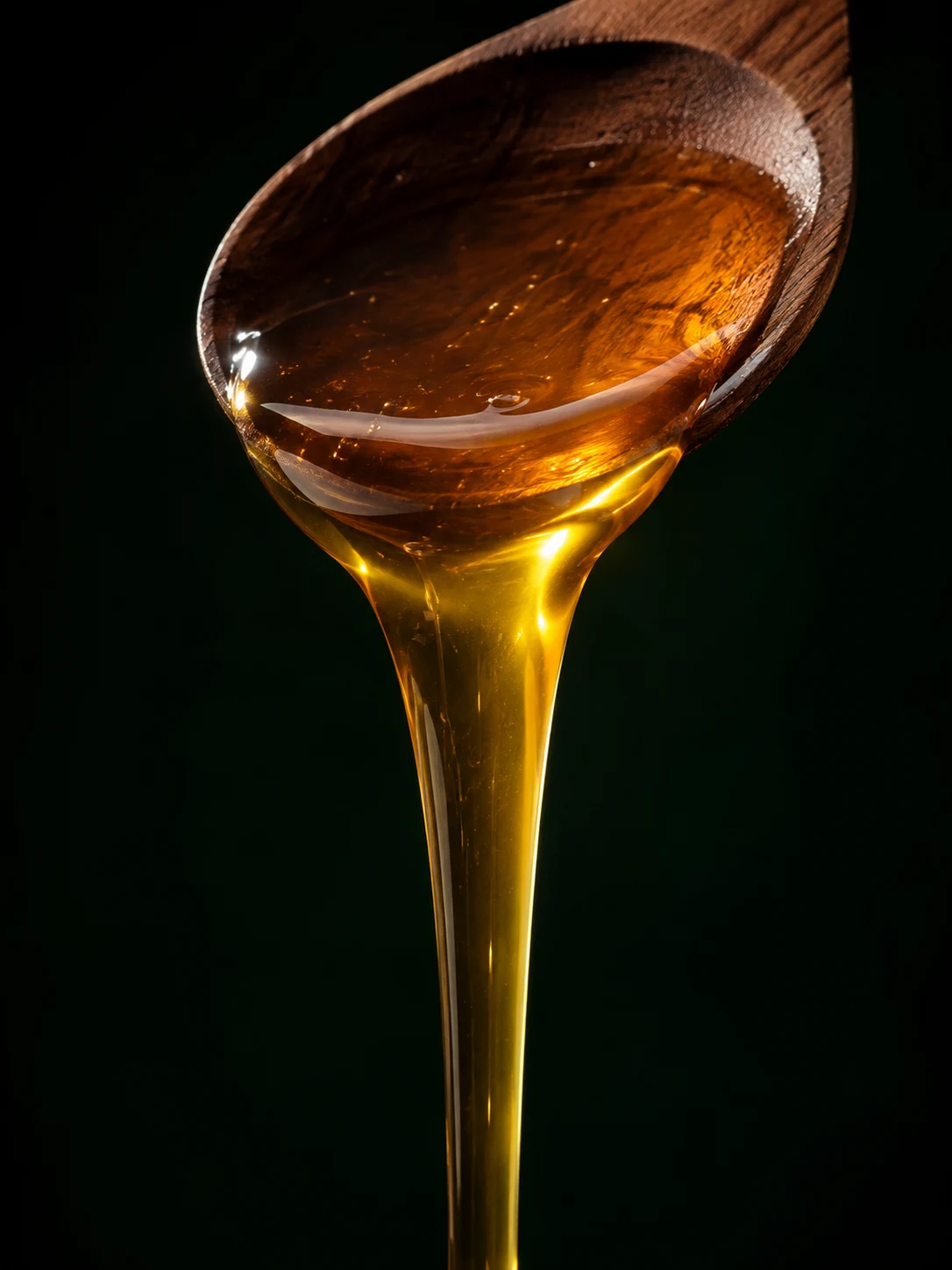 Very dark Canadian buckwheat honey on a spoon
