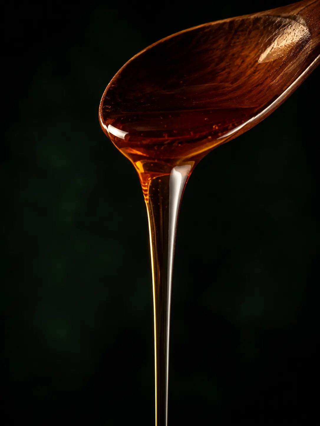 Thick Do'ani Sidr honey falling from a wooden spoon