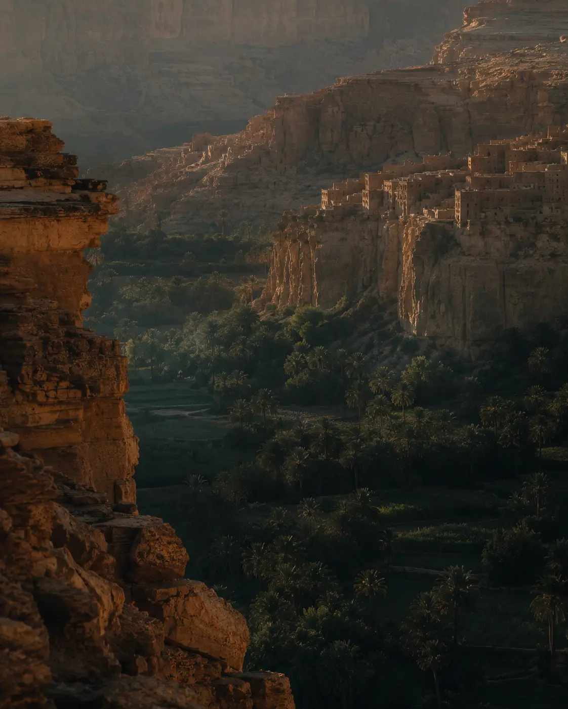 The cliffs and palm groves of Wadi Do'an