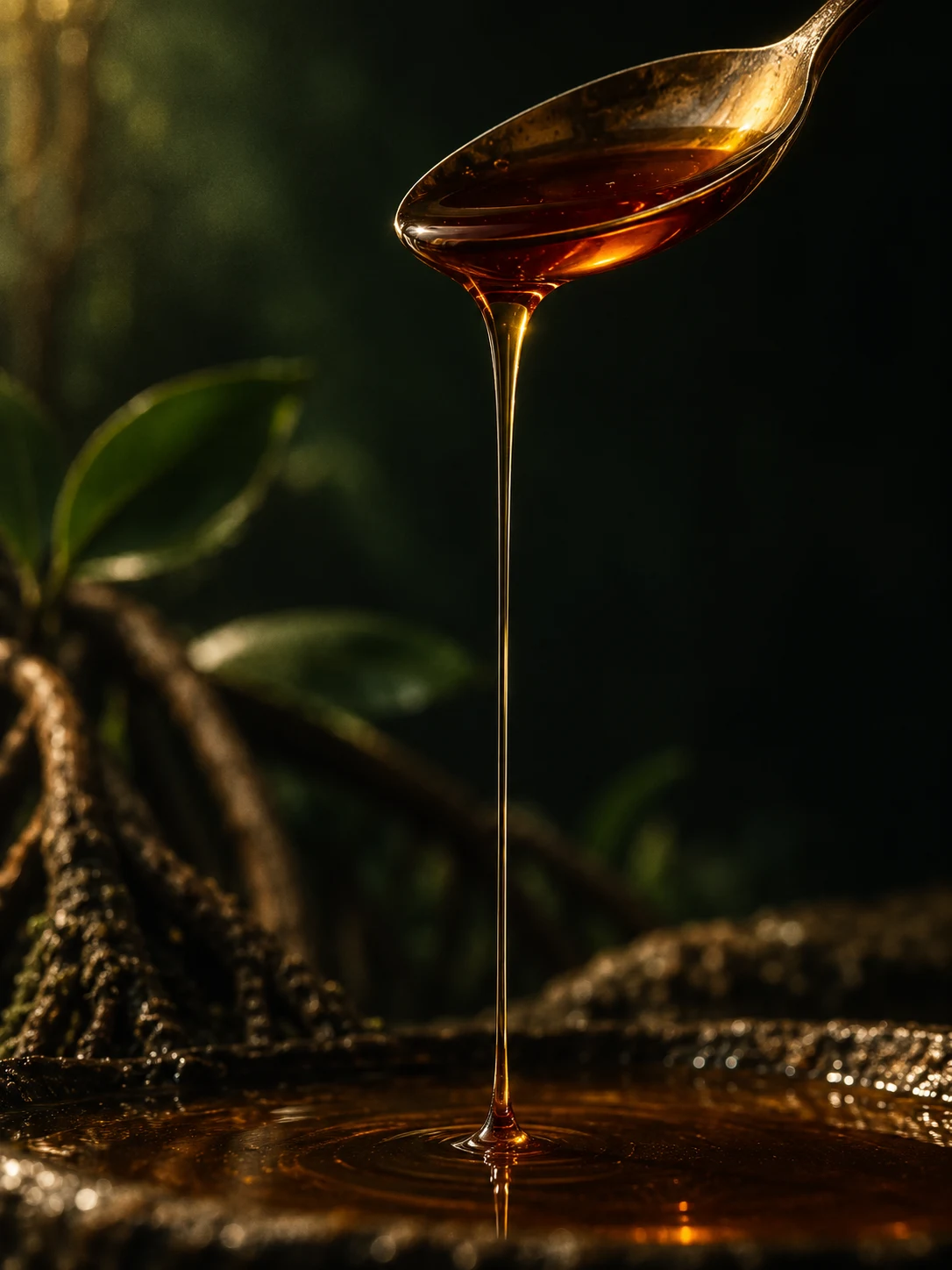Honey on spoon for Emirati Mangrove Honey