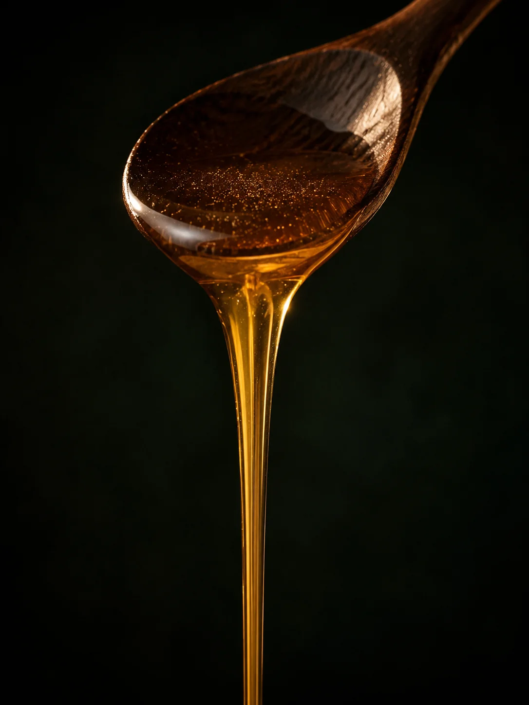 Golden Emirati Sidr honey pouring from a spoon