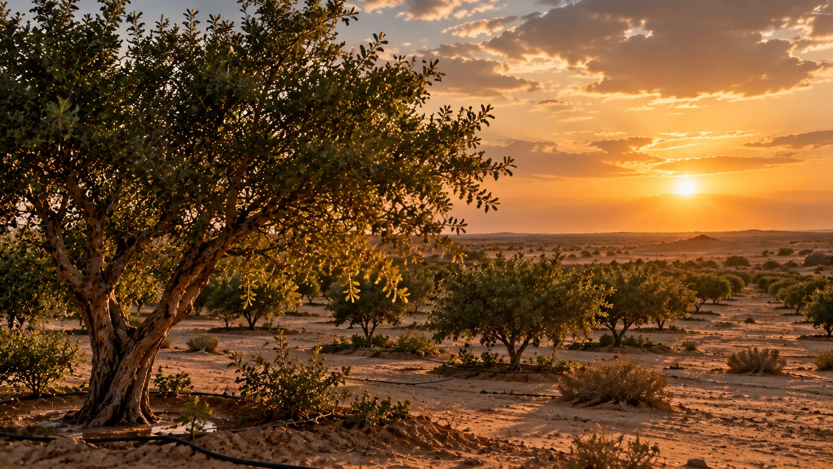 Sidr trees and apiaries in Kuwait desert agricultural zones