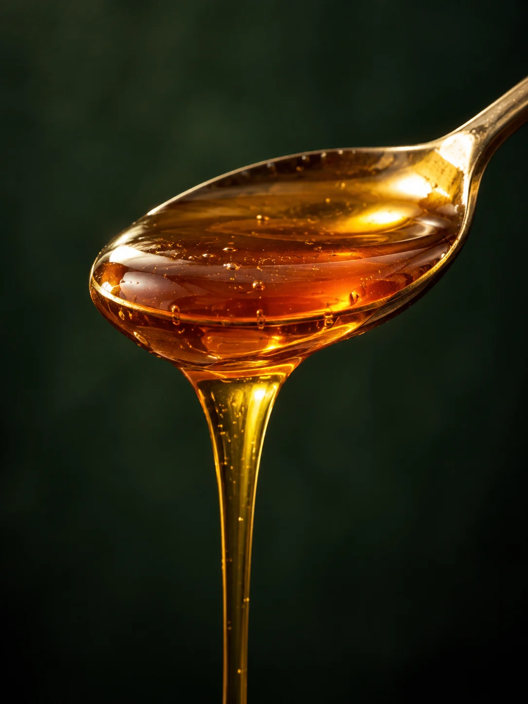 Amber to deep amber Western Libyan Sidr Honey on a spoon