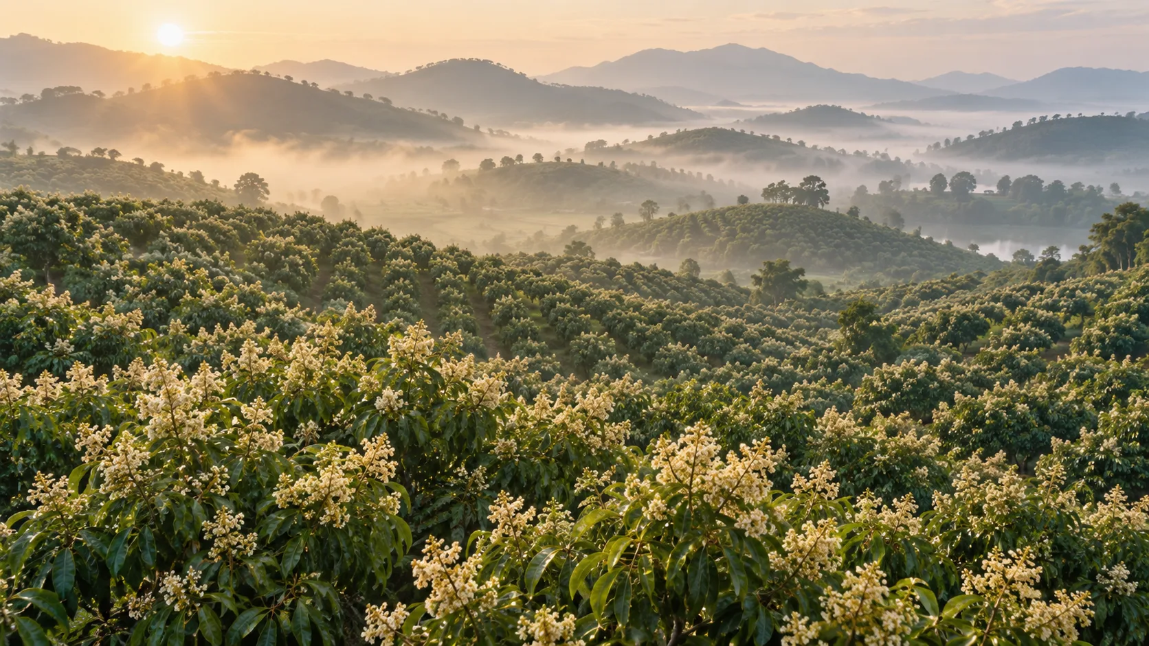 Lychee orchards in bloom in Lục Ngạn, Bắc Giang, Vietnam