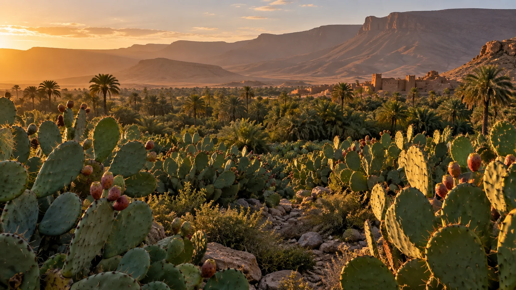 Prickly pear landscape in Morocco