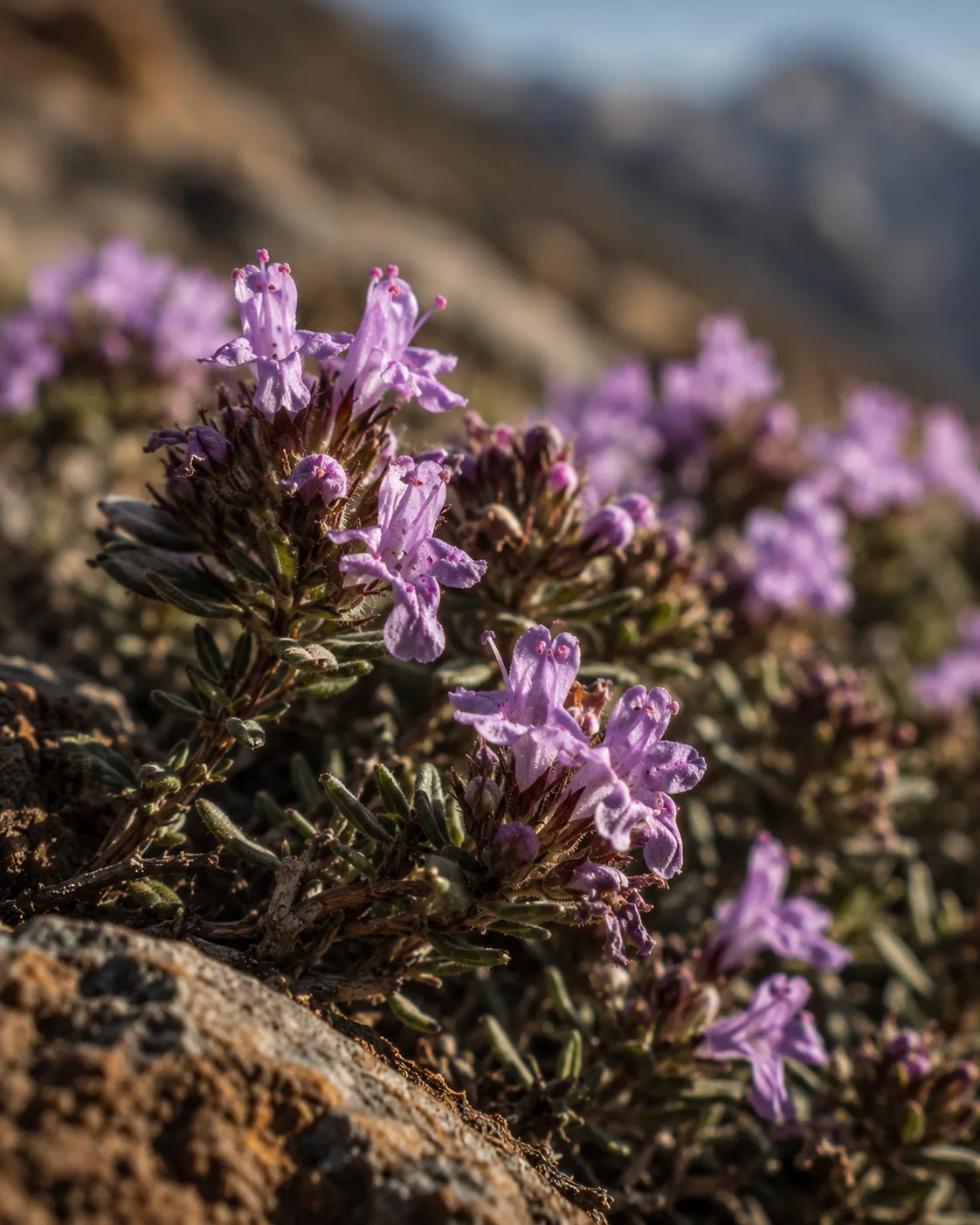 Wild thyme blossom in the High Atlas mountains