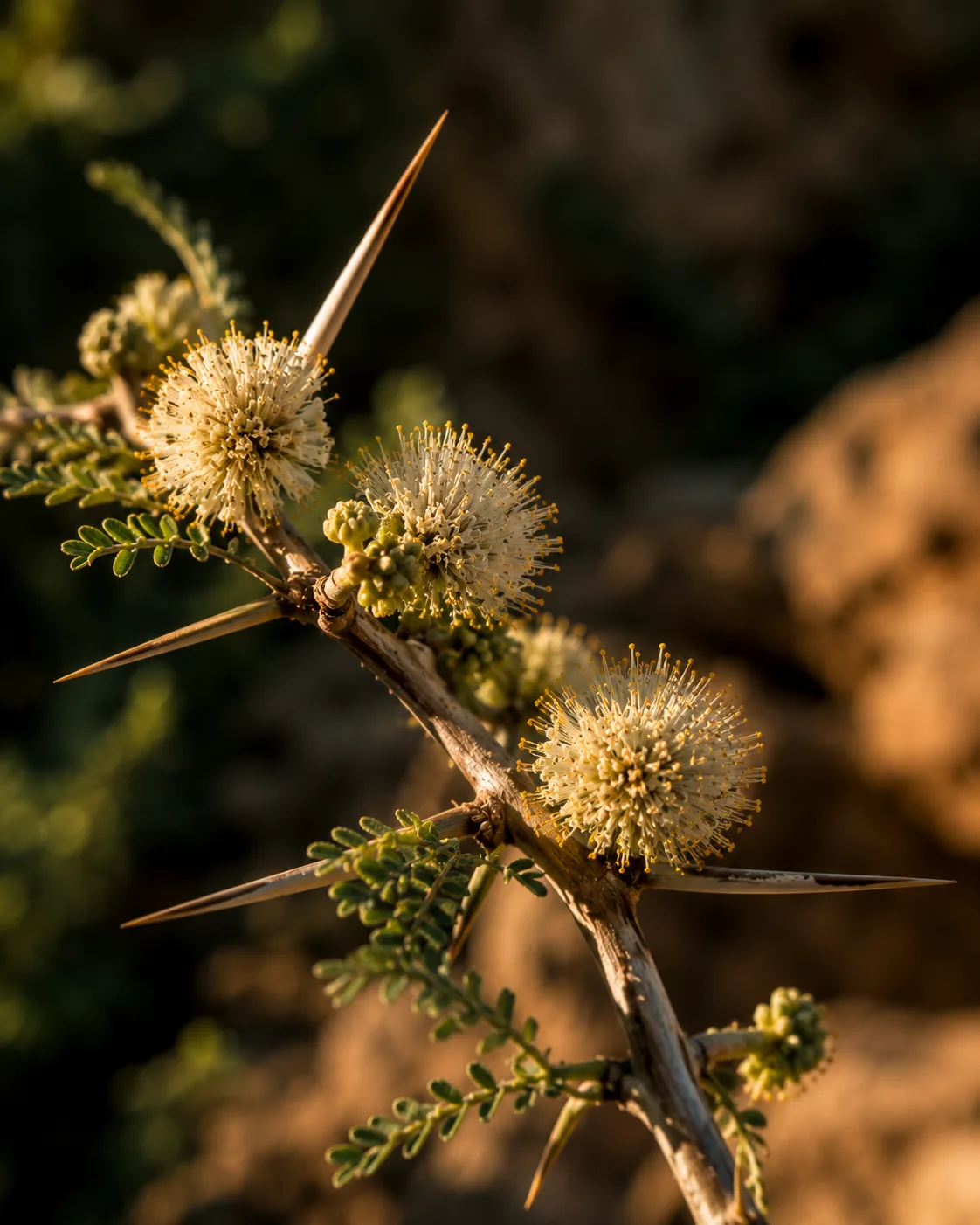 Samar acacia blossom close-up, Al Hajar Mountains, Oman