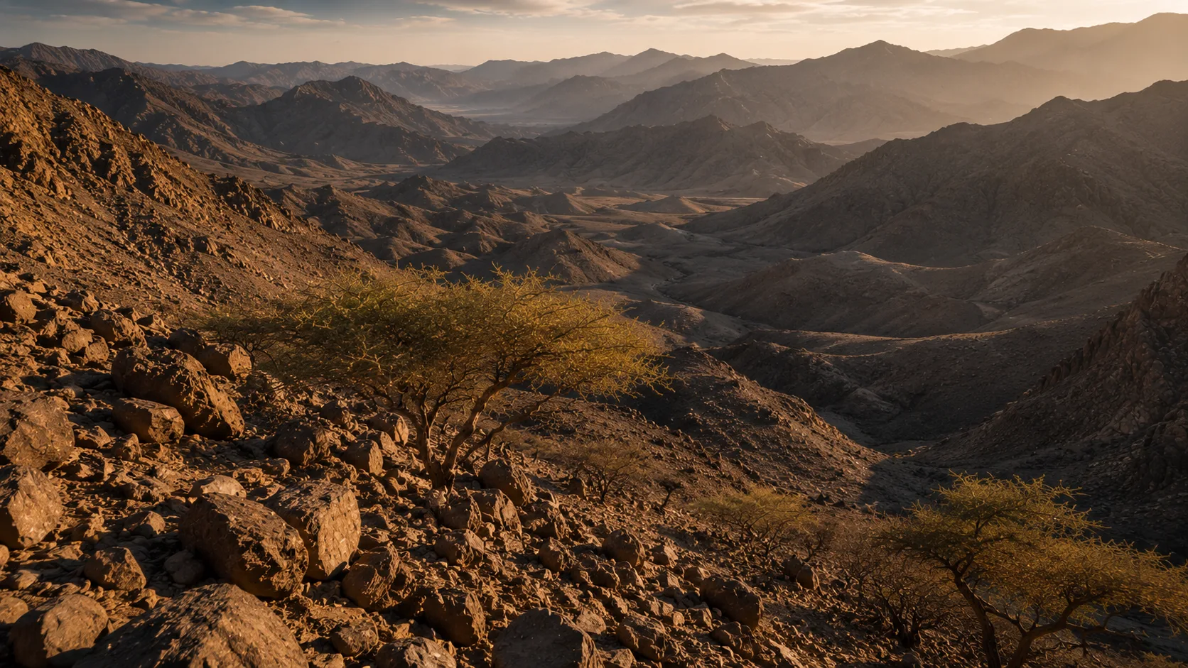 Rocky arid terrain of the Al Hajar Mountains where Samar grows, Oman