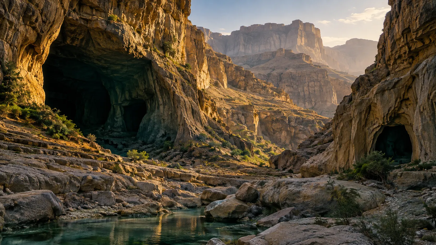 Mountain cave landscape in Wadi Amd, Yemen