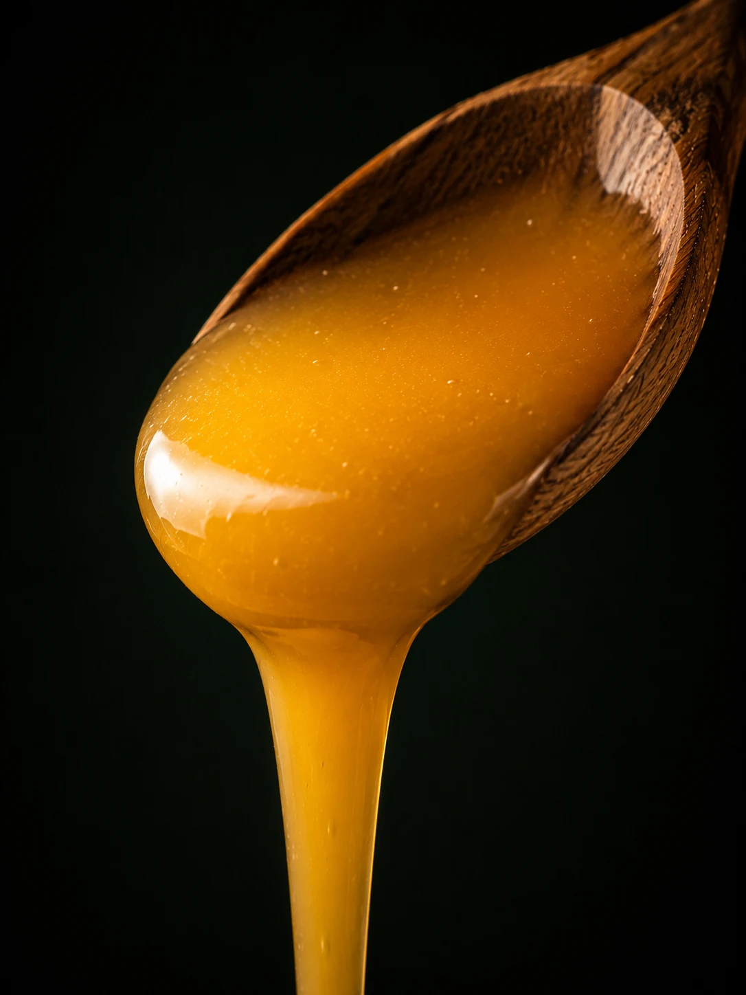 Golden Spanish thyme honey on a spoon