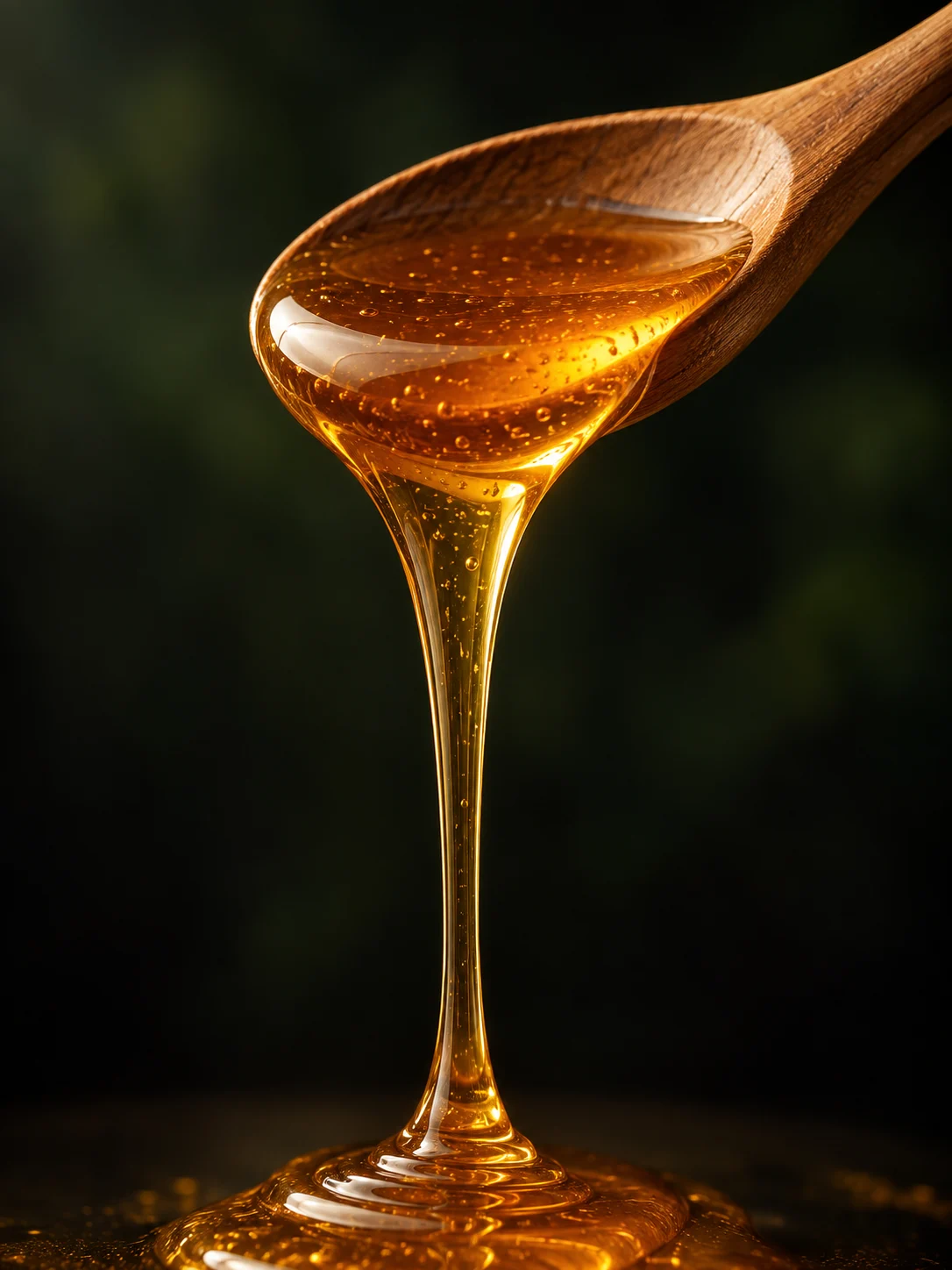 Honey on spoon for Yemeni Wildflower Honey