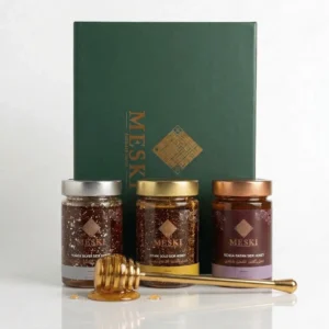 Luxury Sidr Honey Gift Box – Gold 23K Doani, Silver Oman & Saffron Yemen (3x250g)