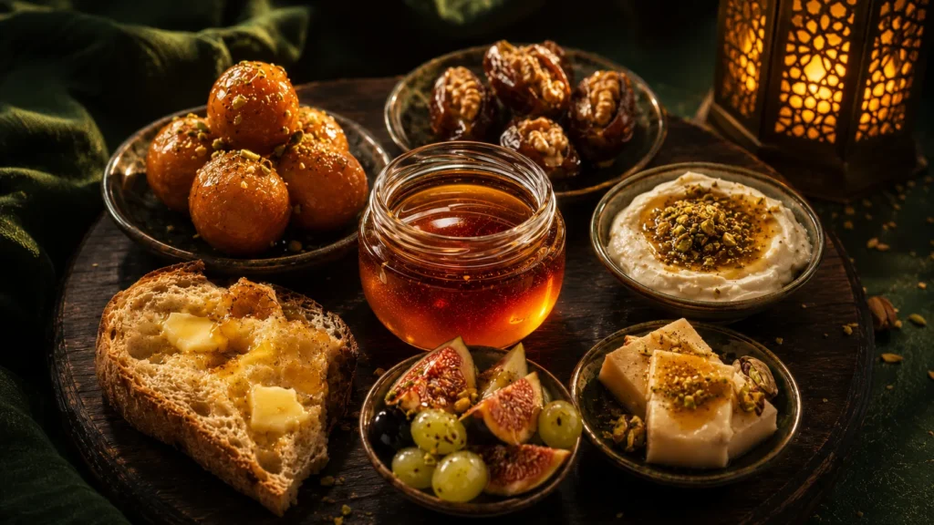 Honey bite collection for Ramadan iftar — six ways with raw Sidr honey