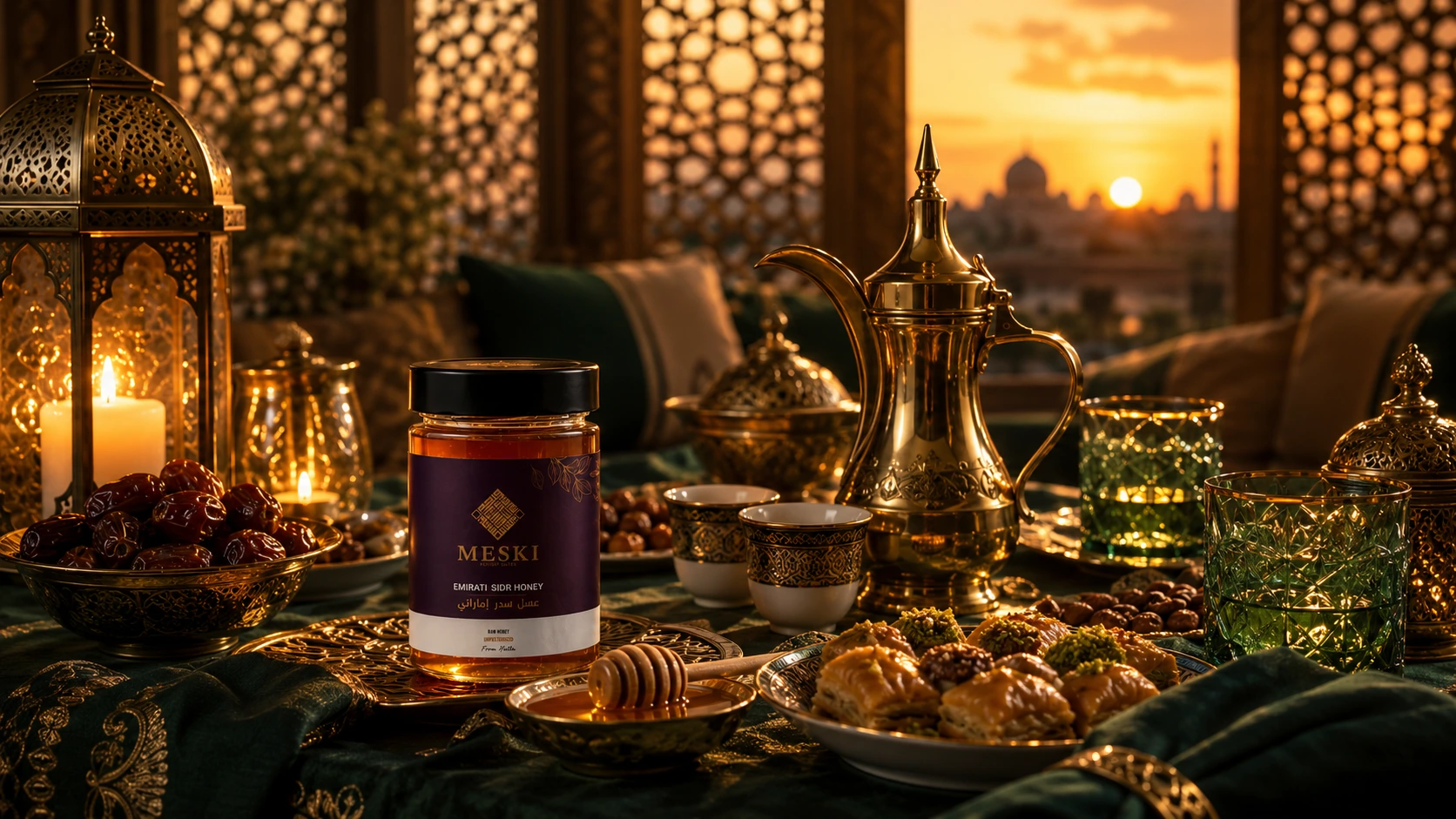 عسل فاخر على مائدة رمضانية