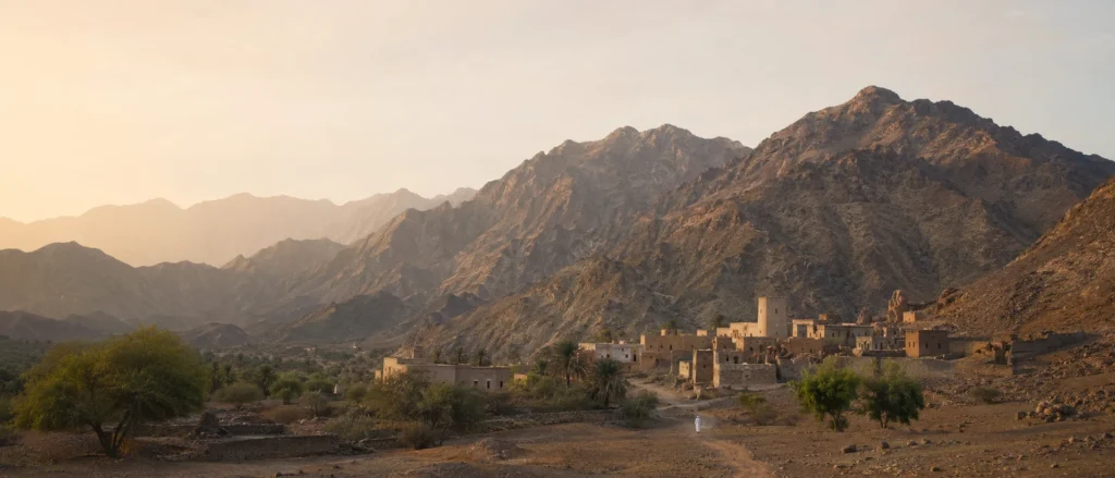 Hatta Dubai Hajar Mountains heritage village and Sidr honey landscape