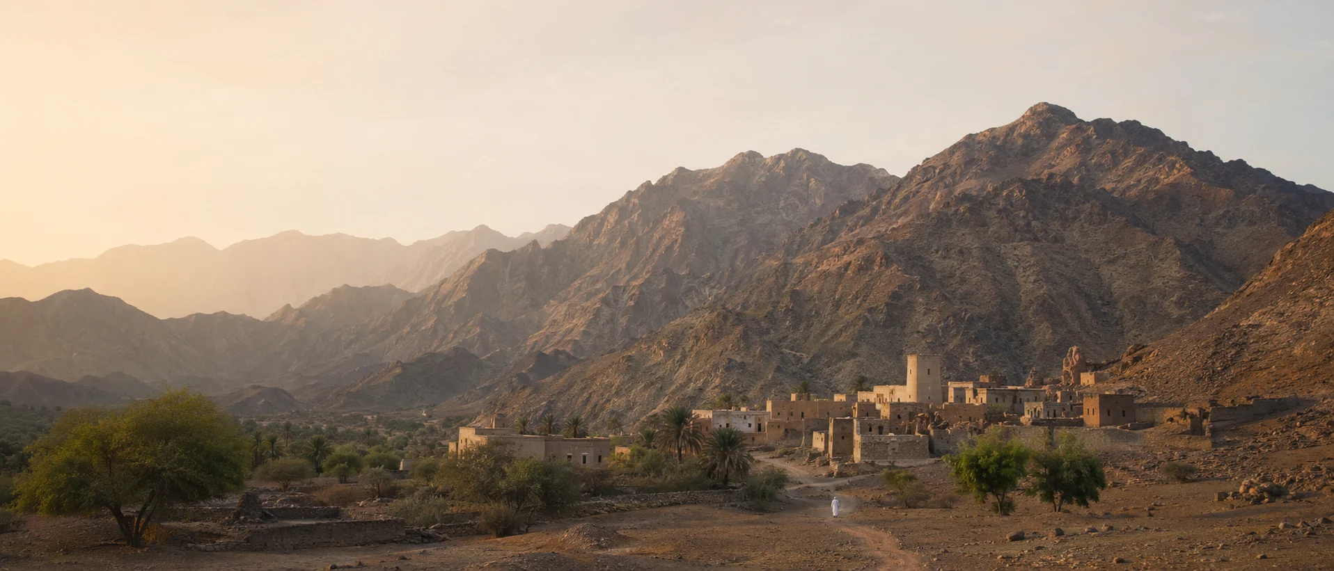 Hatta Dubai Hajar Mountains heritage village and Sidr honey landscape
