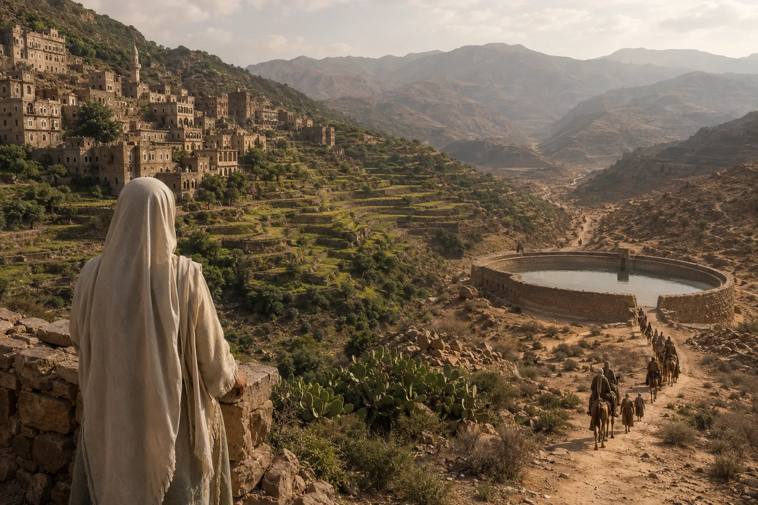 Historical journey linking Queen Arwa in Jibla Yemen with the Darb Zubaydah pilgrimage road