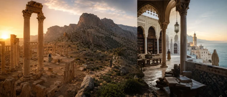 Historical editorial journey from Palmyra through North Africa to Cordoba and Tetouan
