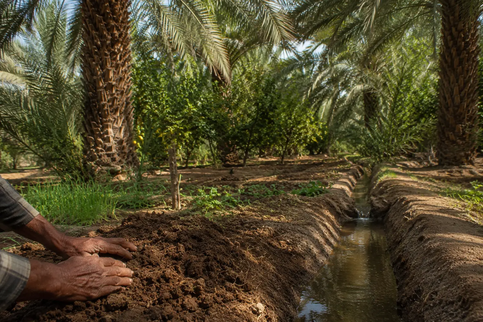 Palm agriculture and gardens along the Ziz near Ksar Meski