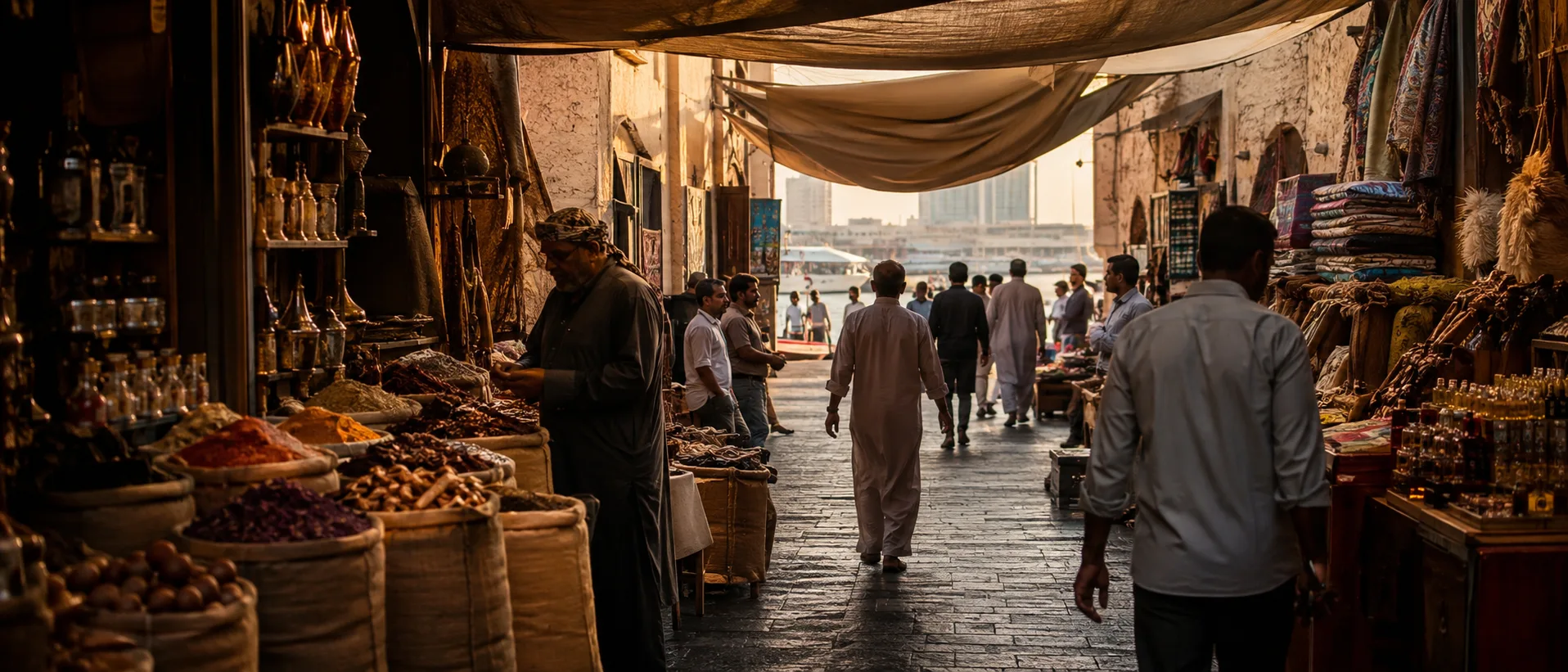 Street life in Naif and Deira among traditional shops, spices, perfumes and everyday Old Dubai businesses