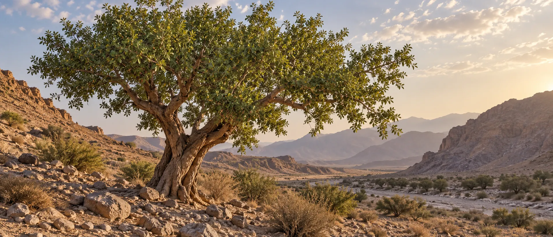 Sidr tree branches and leaves in an Arabian dry landscape