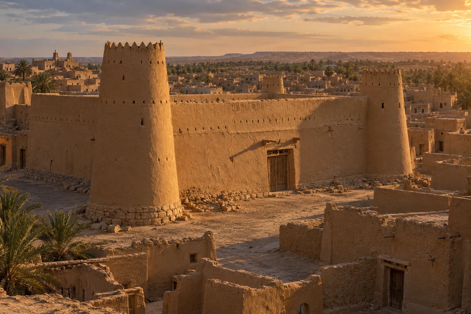 Masmak fort and the old urban fabric of Riyadh evoking the beginning of the Saudi unification campaign